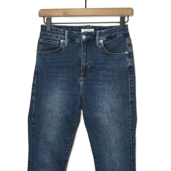 Good American Good Legs Skinny Cropped Ankle Jeans Blue Denim Size 6 Sculpting - Picture 3 of 14